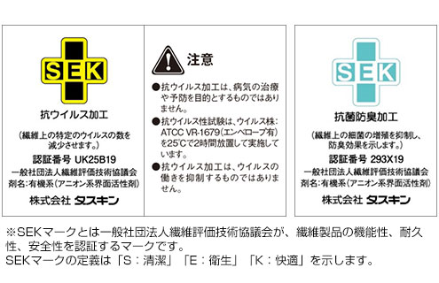 ダスキンの家庭用レンタルモップは「抗ウイルス加工」と「抗菌防臭加工」のSEKマークを取得